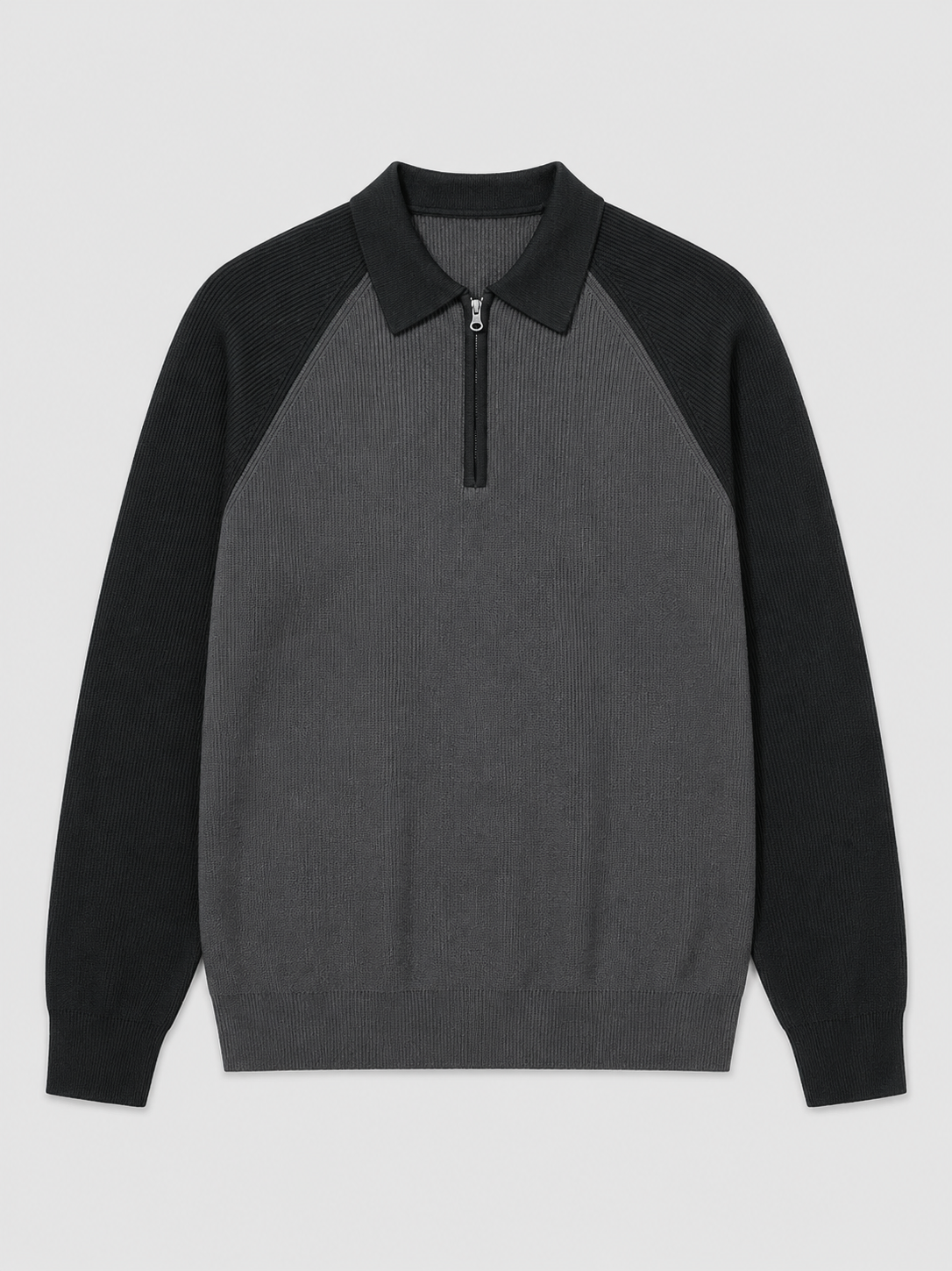 Men's quarter zip polo sweater – Black product view – Edward & Lawsen