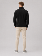 Men's fleece quarter-zip sweater – Black back view – Edward & Lawsen