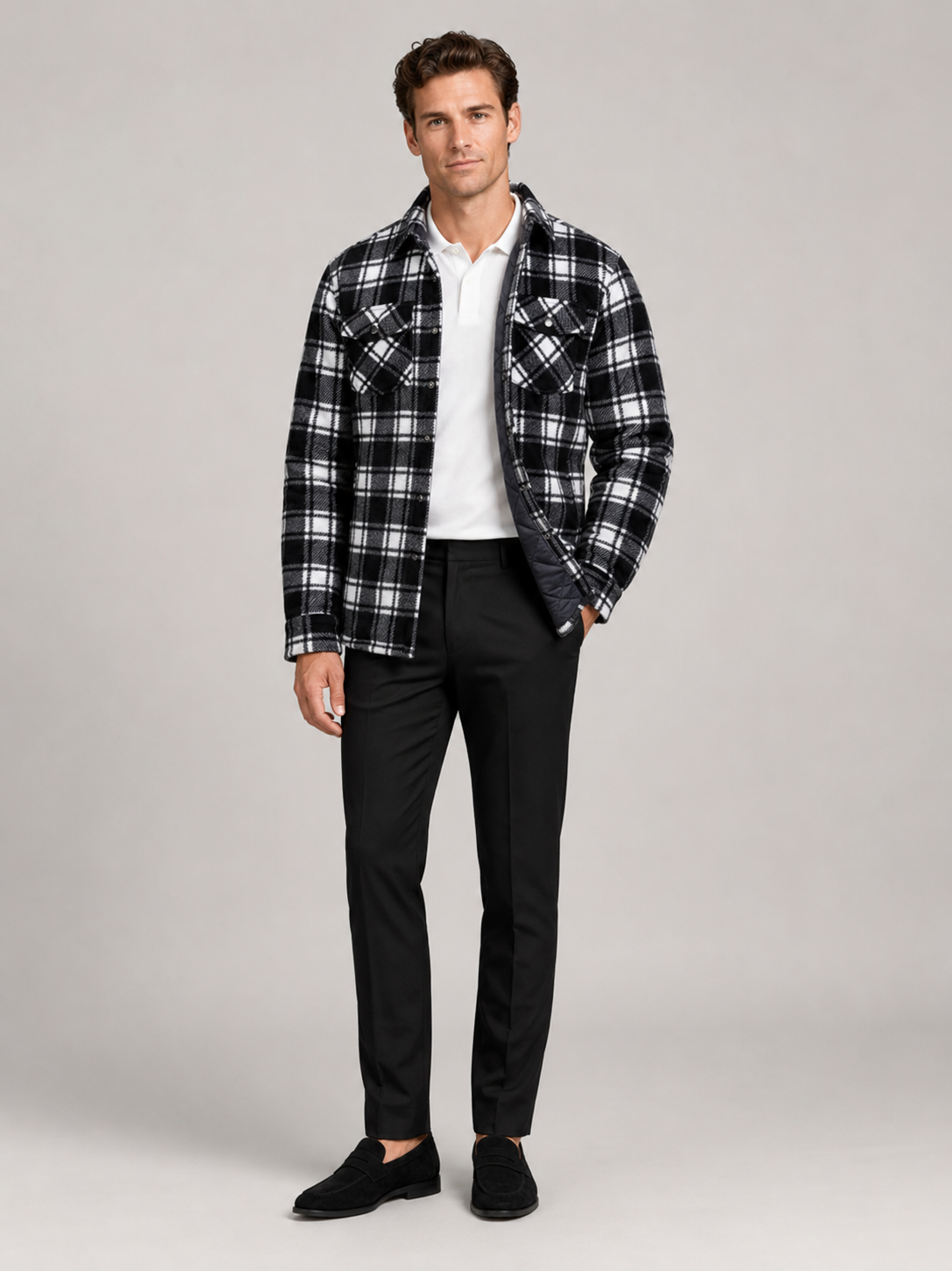 Men's quilted jacket – Black full view – Edward & Lawsen