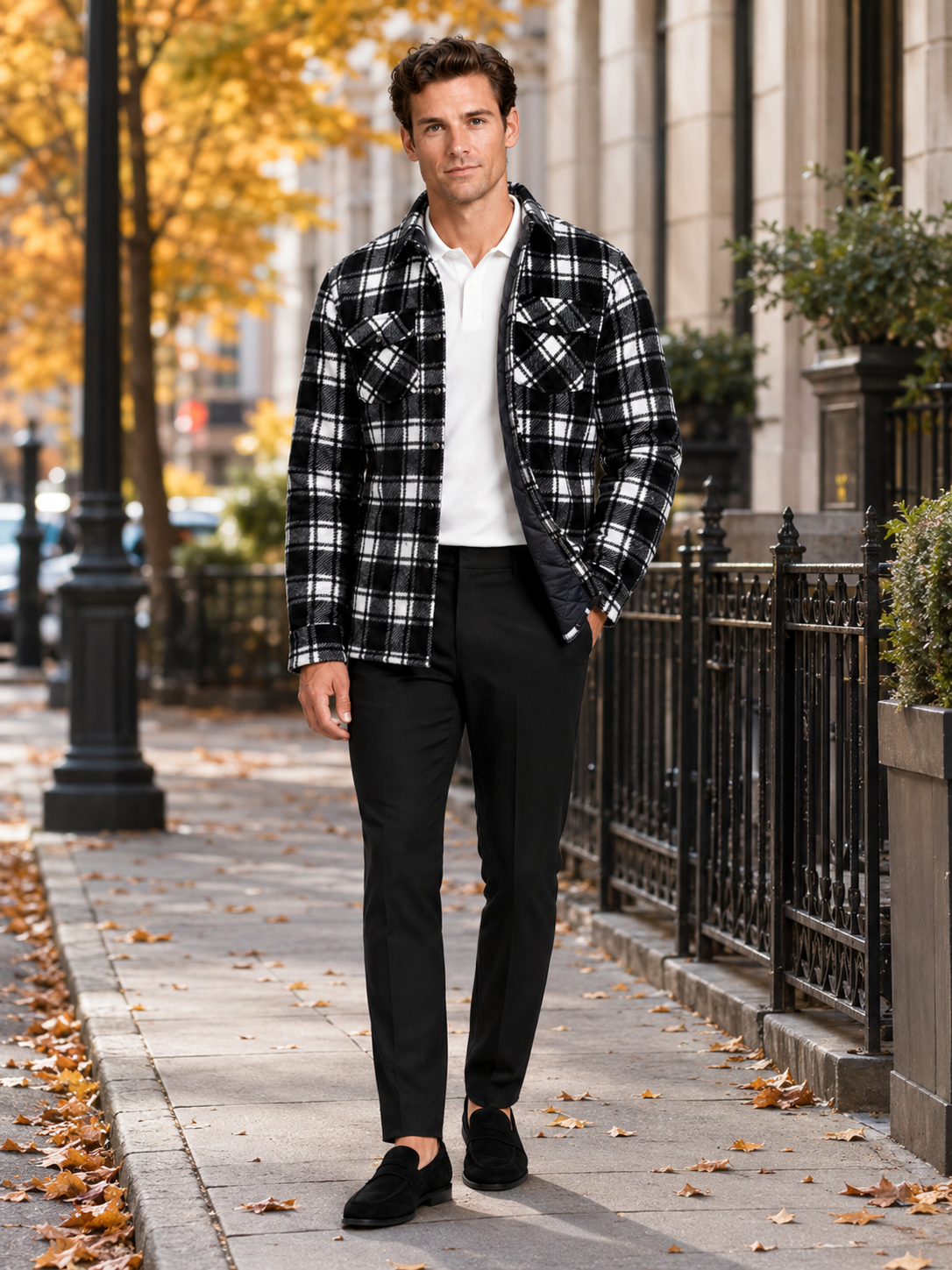 Men's quilted jacket – Black lifestyle view – Edward & Lawsen