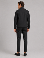 Men's stand collar fall jacket – Black back view – Edward & Lawsen