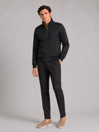 Men's stand collar trench jacket – Black full view – Edward & Lawsen