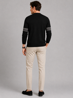 Men's striped color block cardigan – Black back view – Edward & Lawsen