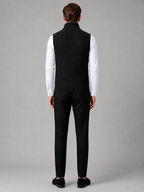 Men's full zip stand collar vest – Black back view – Edward & Lawsen