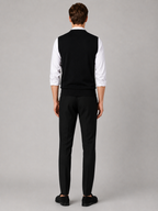 Men's solid color sweater vest – Black back view – Edward & Lawsen