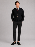 Men's V-neck cardigan – Black full view – Edward & Lawsen