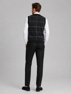 Men's diamond cable knit sweater vest – Black back view – Edward & Lawsen