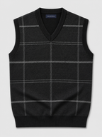 Men's diamond cable knit sweater vest – Black product view – Edward & Lawsen