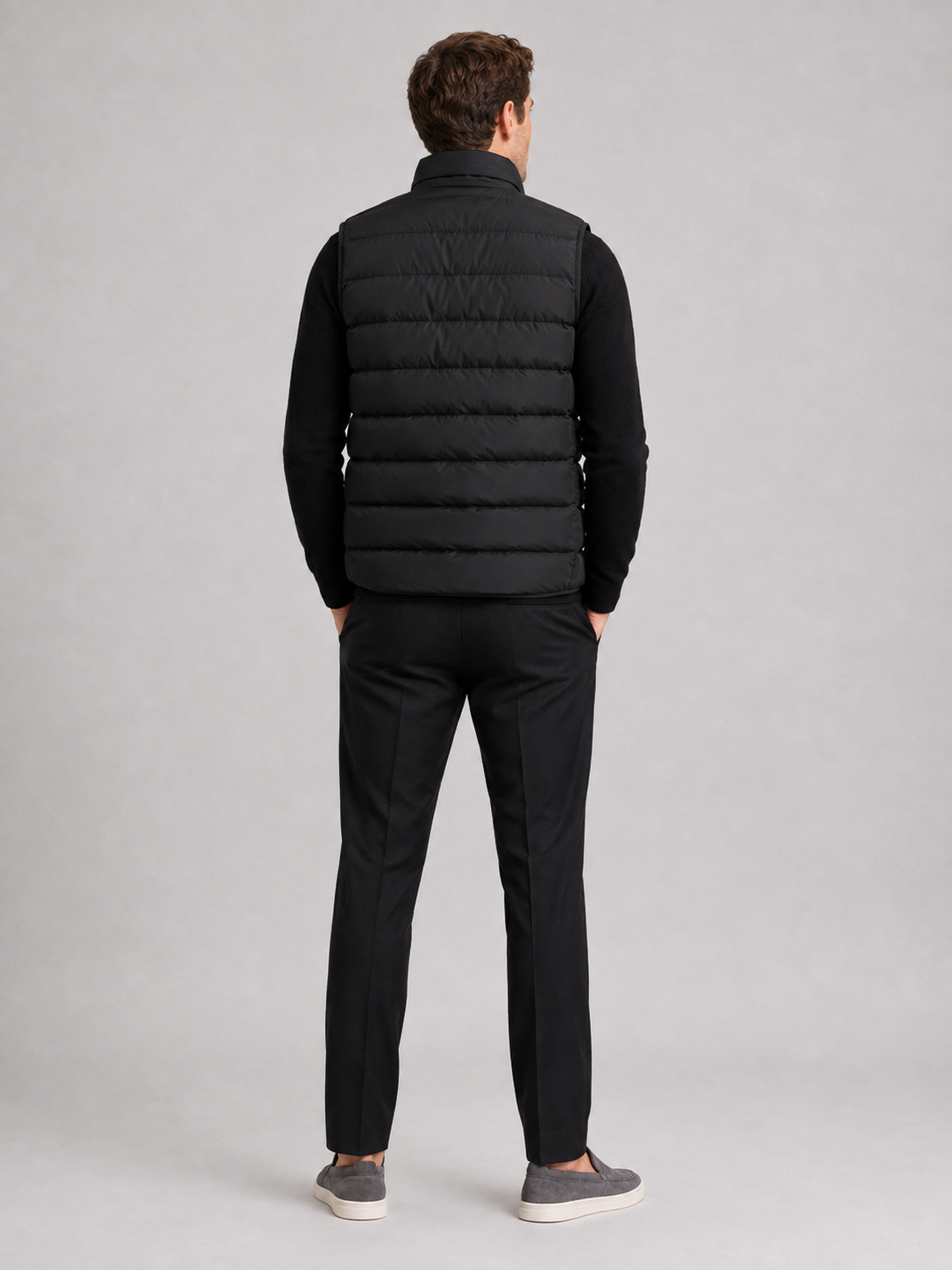Men's puffer vest – Black back view – Edward & Lawsen