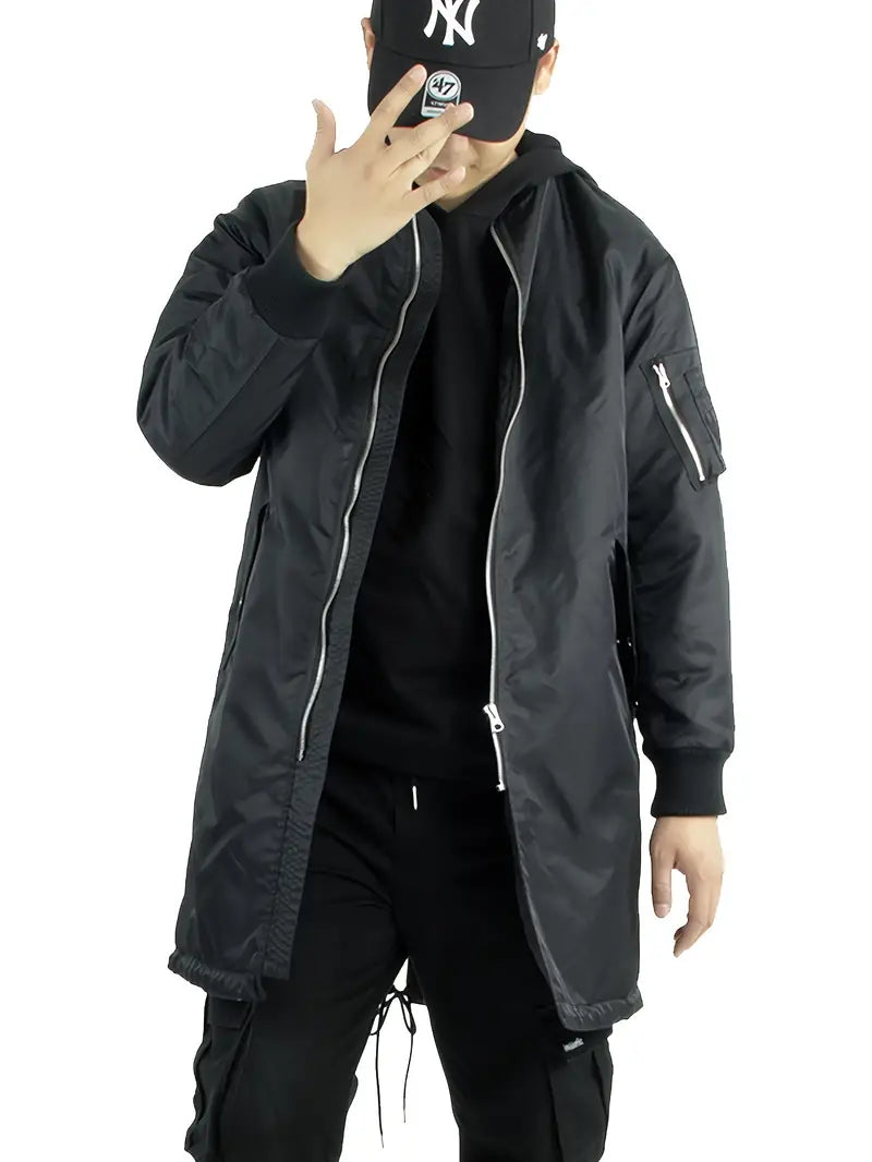 Men's longline thermal bomber jacket – black – Edward Lawson