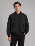 Men's loose fit bomber jacket – Black front view – Edward & Lawsen
