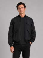 Men's loose fit bomber jacket – Black front view – Edward & Lawsen