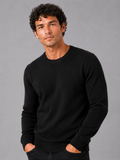 Men's crew neck knit sweater – Black front view – Edward & Lawsen
