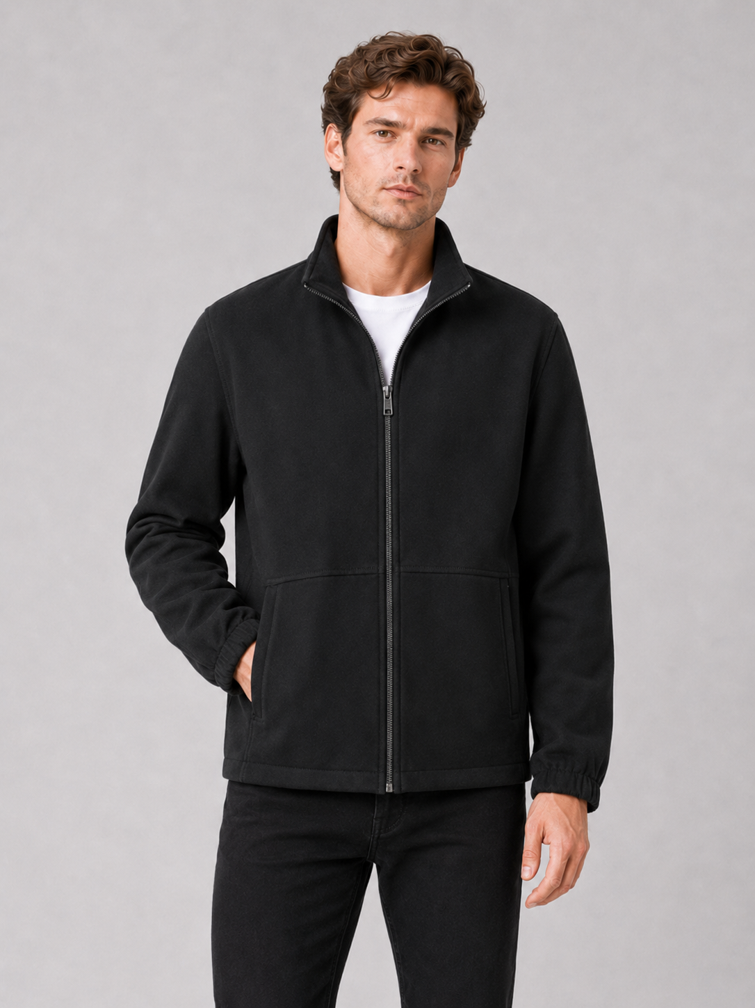 Men's workwear jacket – Black front view – Edward & Lawsen