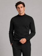 Men's slim fit mock neck sweater – Black front view – Edward & Lawsen