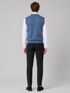 Men's argyle sweater vest – Blue back view – Edward & Lawsen