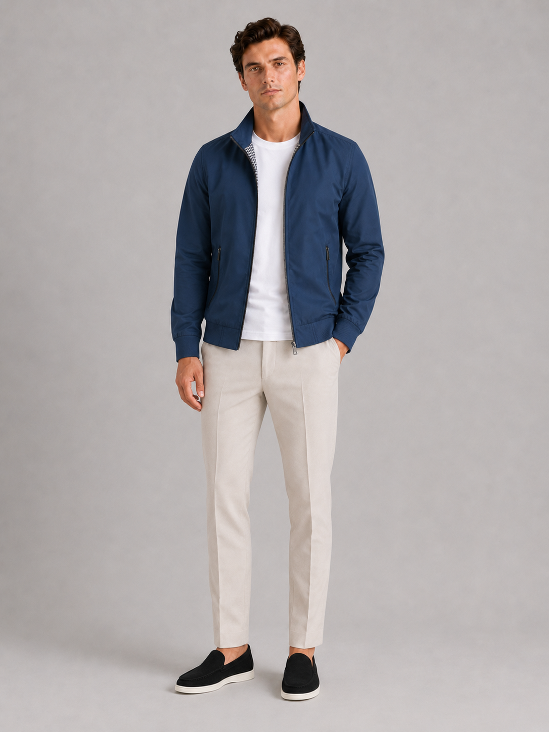 Men's bomber jacket – Blue full view – Edward & Lawsen