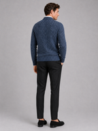 Men's V-neck cardigan – Blue back view – Edward & Lawsen