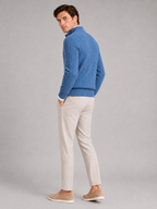 Men's cashmere quarter-zip mock neck sweater – Blue back view – Edward & Lawsen