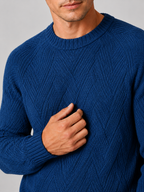 Men's crewneck sweater – Blue detail view – Edward & Lawsen