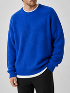 Men's crew neck sweater – Blue detail view – Edward & Lawsen