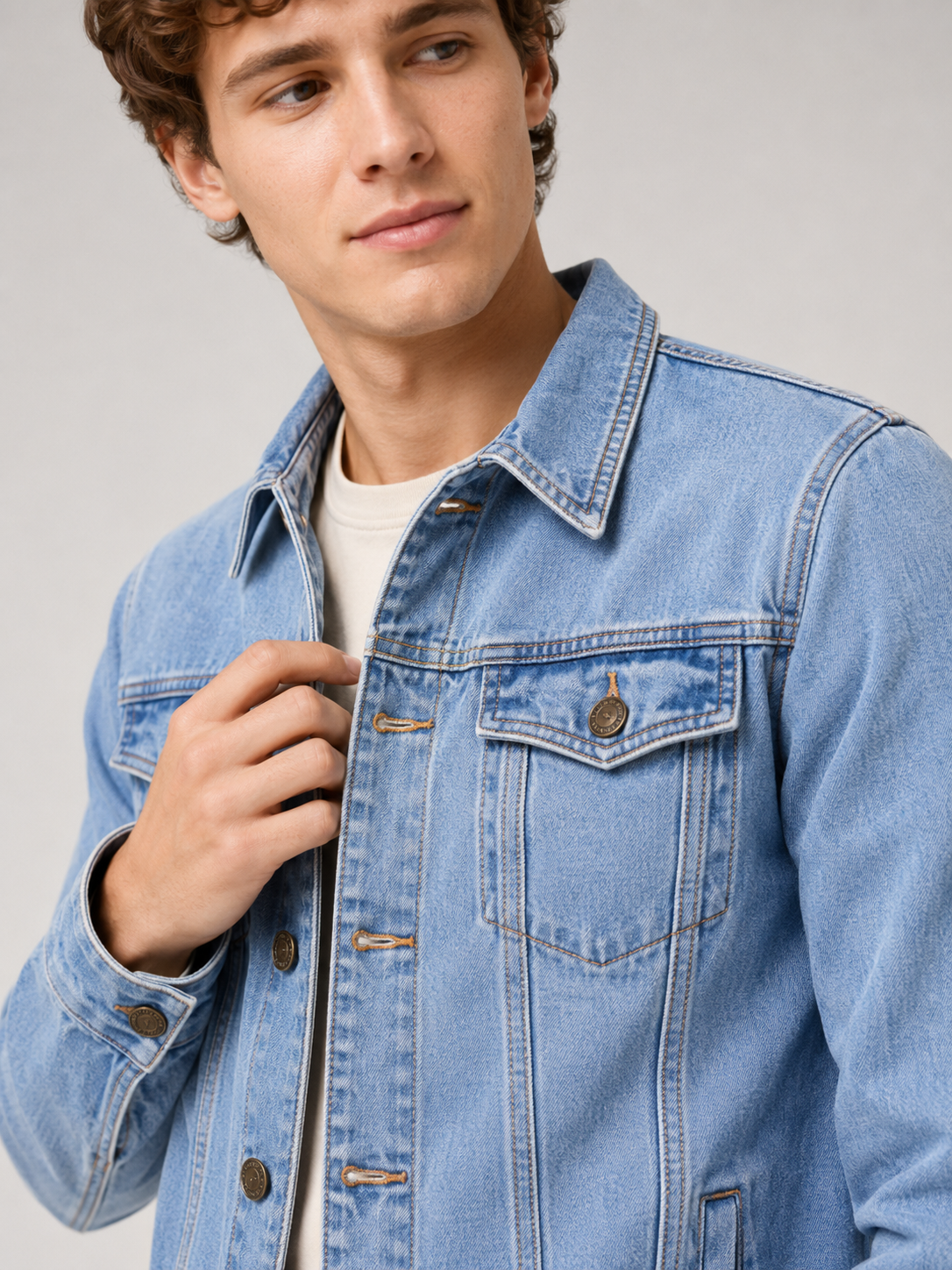 Men's denim jacket – Blue detail view – Edward & Lawsen
