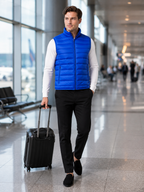 Men's ultralight puffer vest – Blue lifestyle view – Edward & Lawsen