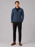 Men's fleece cardigan – Blue full view – Edward & Lawsen