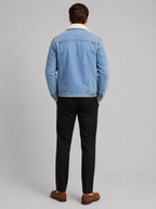 Men's fleece-lined denim jacket – Blue back view – Edward & Lawsen