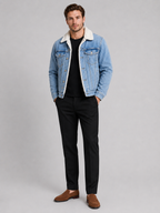 Men's fleece-lined denim jacket – Blue full view – Edward & Lawsen