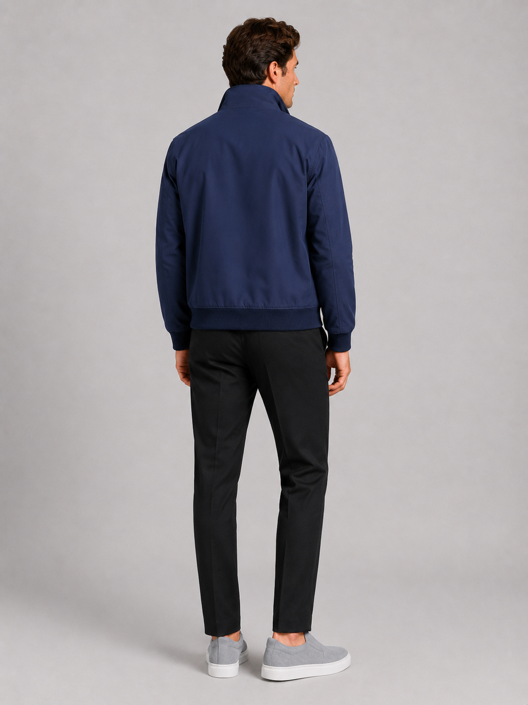 Men's Harrington jacket – Blue back view – Edward & Lawsen