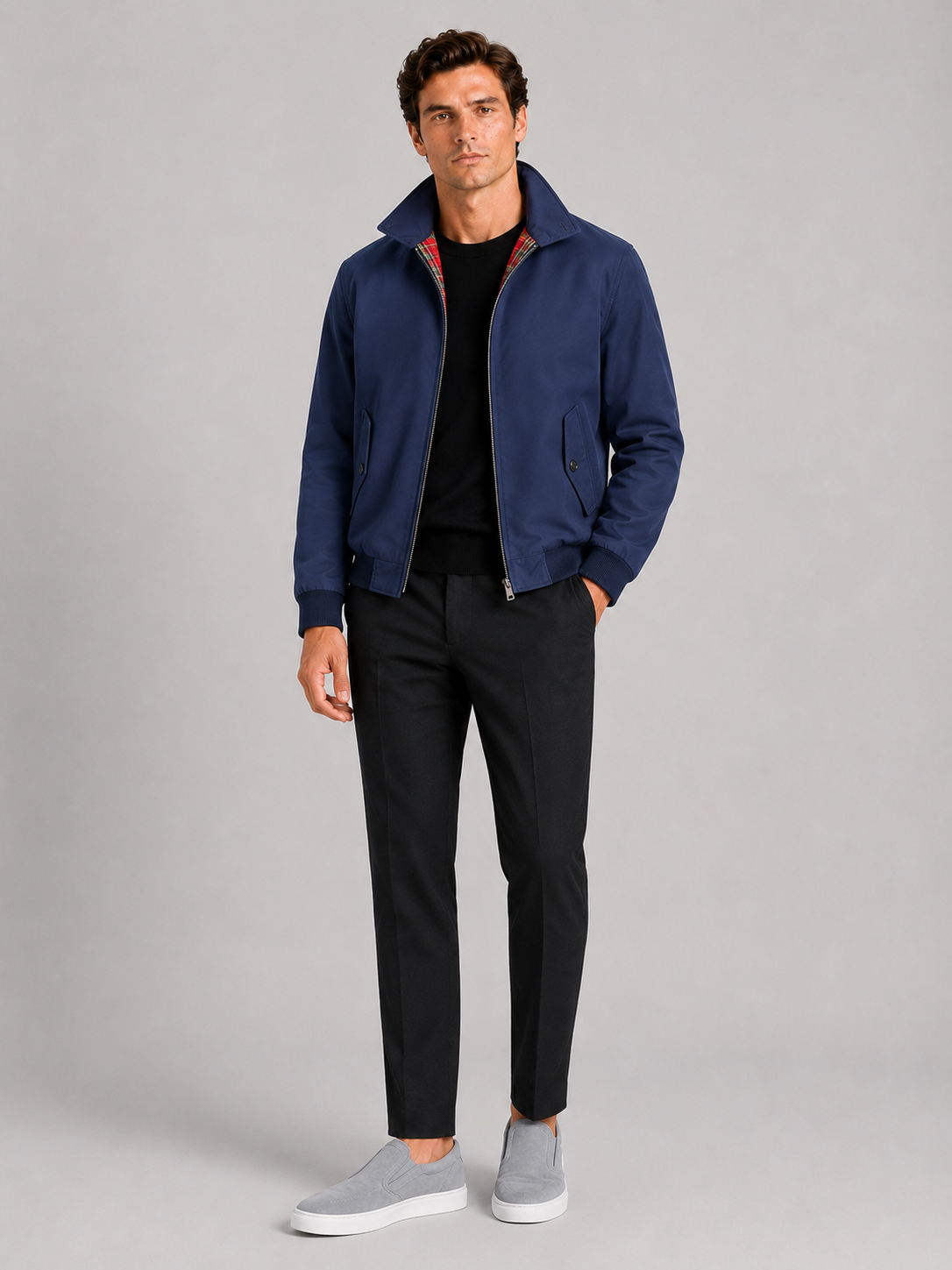 Men's Harrington jacket – Blue full view – Edward & Lawsen
