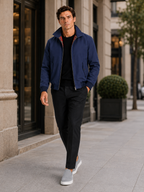 Men's Harrington jacket – Blue lifestyle view – Edward & Lawsen