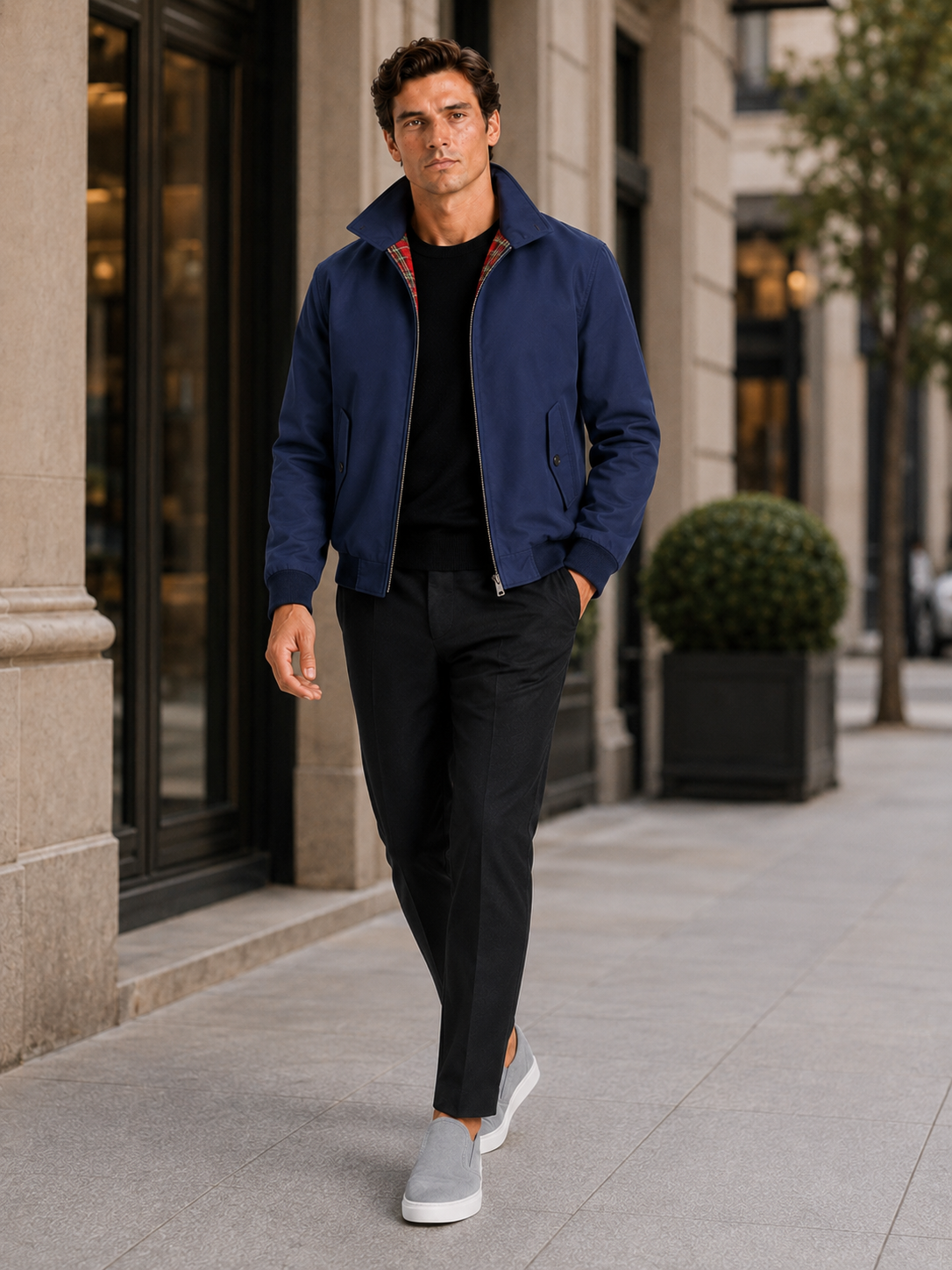 Men's Harrington jacket – Blue lifestyle view – Edward & Lawsen