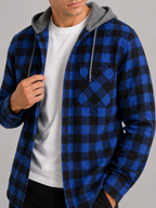 Men's plaid flannel jacket – Blue detail view – Edward & Lawsen
