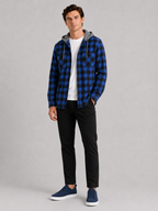 Men's plaid flannel jacket – Blue full view – Edward & Lawsen
