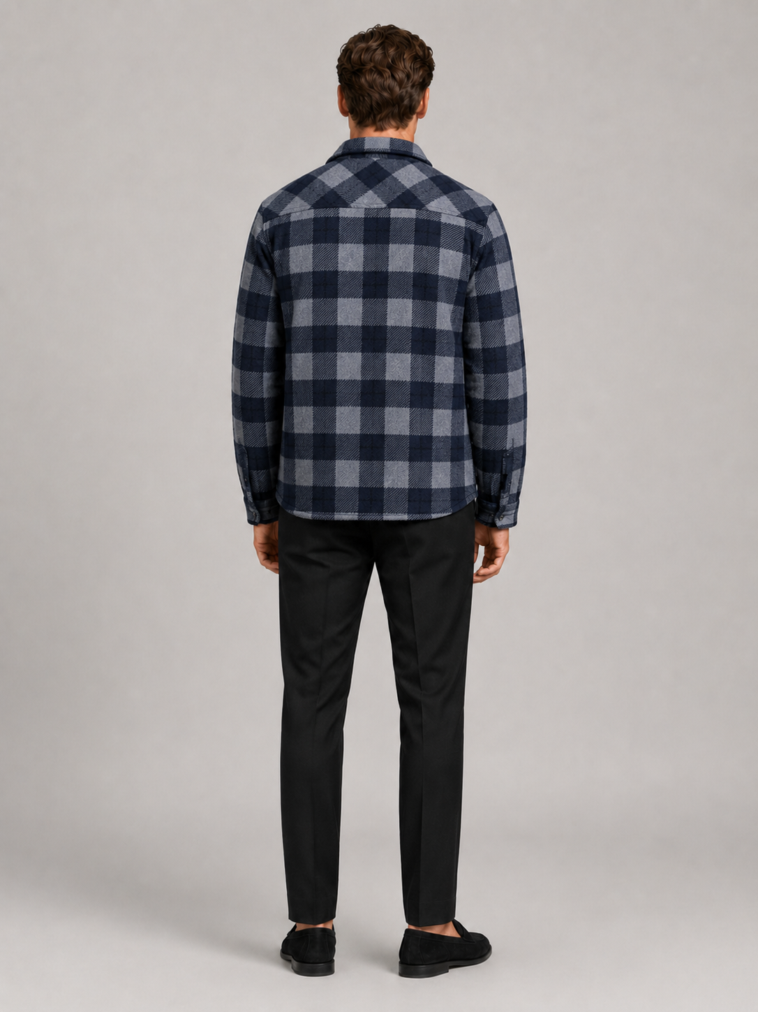 Men's quilted jacket – Blue back view – Edward & Lawsen