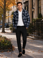 Men's quilted jacket – Blue lifestyle view – Edward & Lawsen