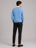 Men's V-neck cardigan – Blue back view – Edward & Lawsen