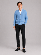 Men's V-neck cardigan – Blue full view – Edward & Lawsen