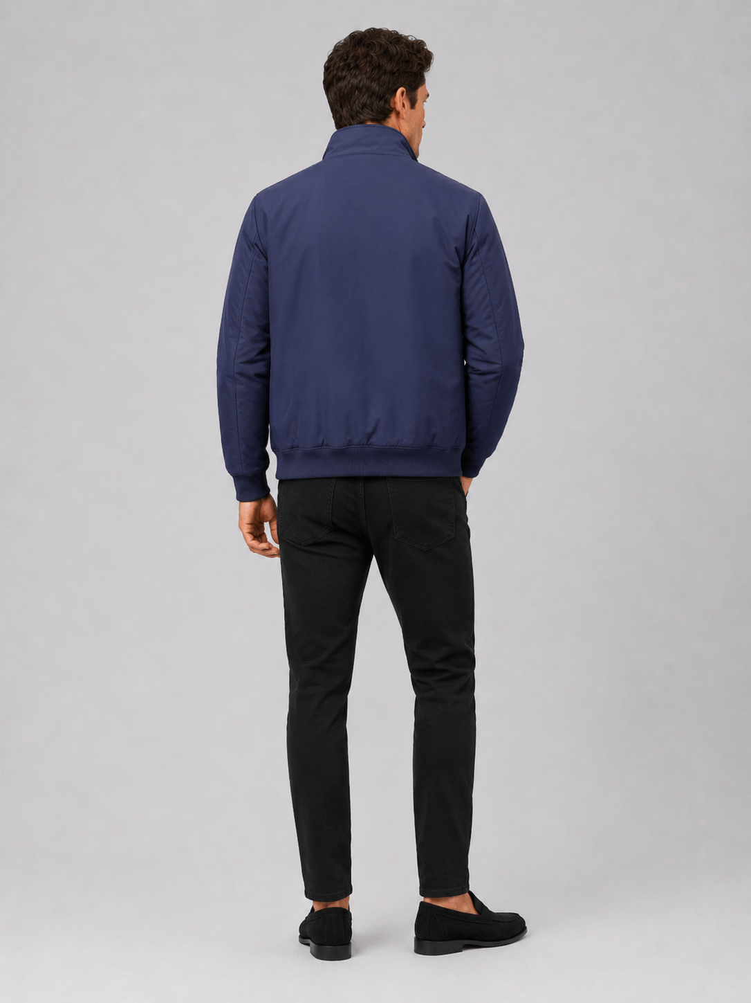 Men's winter jacket – Blue back view – Edward & Lawsen