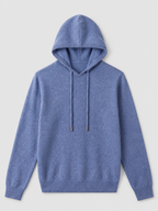 Men's wool hoodie sweater – Blue product view – Edward & Lawsen
