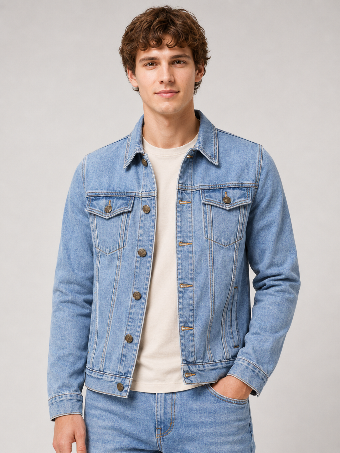 Men's denim jacket – Blue front view – Edward & Lawsen