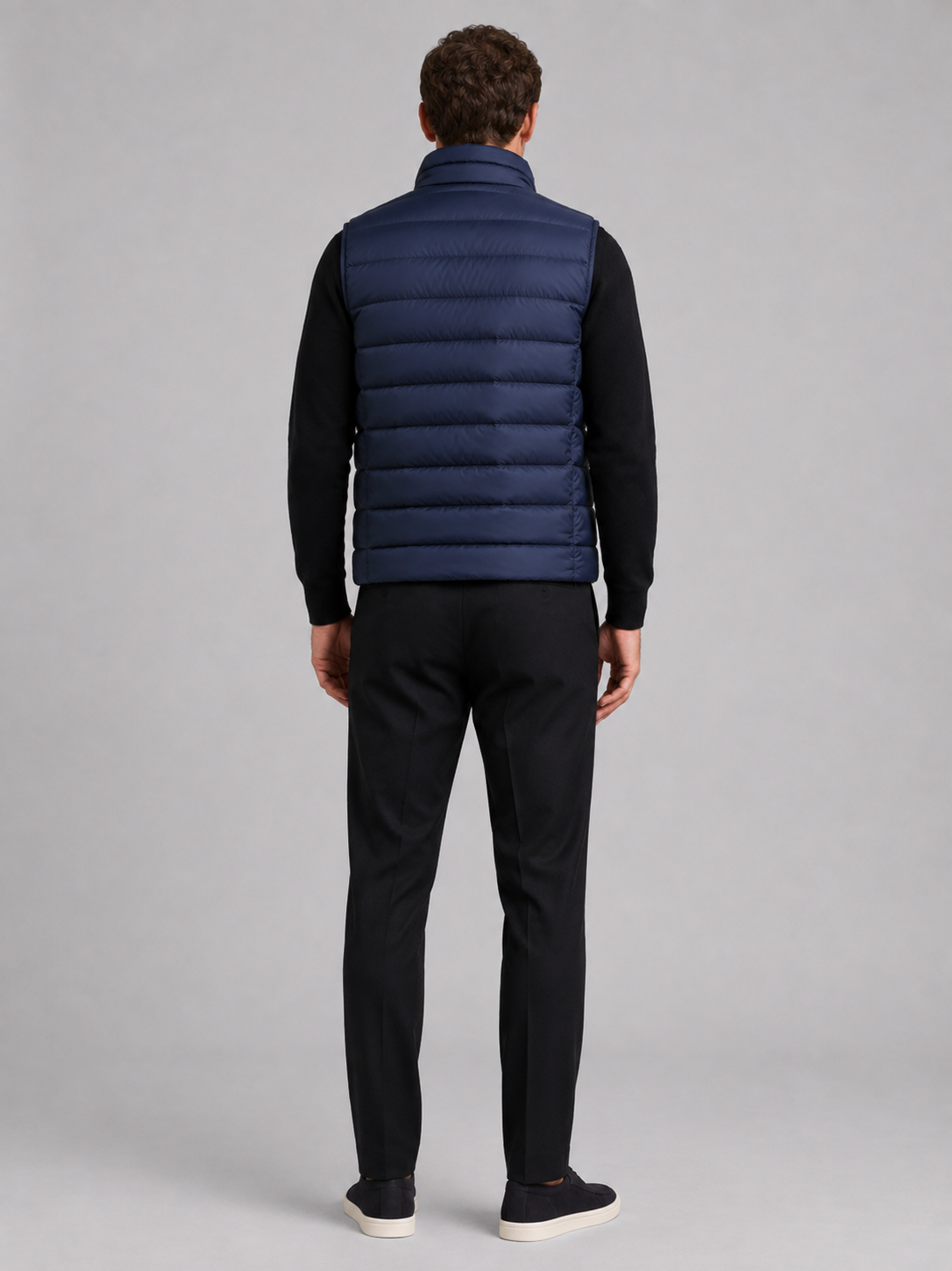 Men's puffer vest – Blue back view – Edward & Lawsen