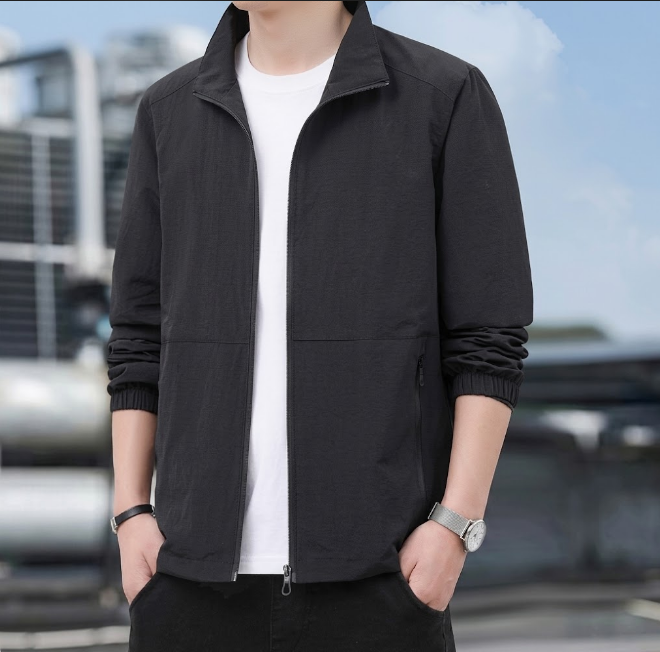 Men's stand-collar bomber jacket – black – Edward Lawson