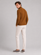 Men's cable knit turtleneck sweater – Brown back view – Edward & Lawsen