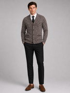 Men's V-neck cardigan – Brown full view – Edward & Lawsen