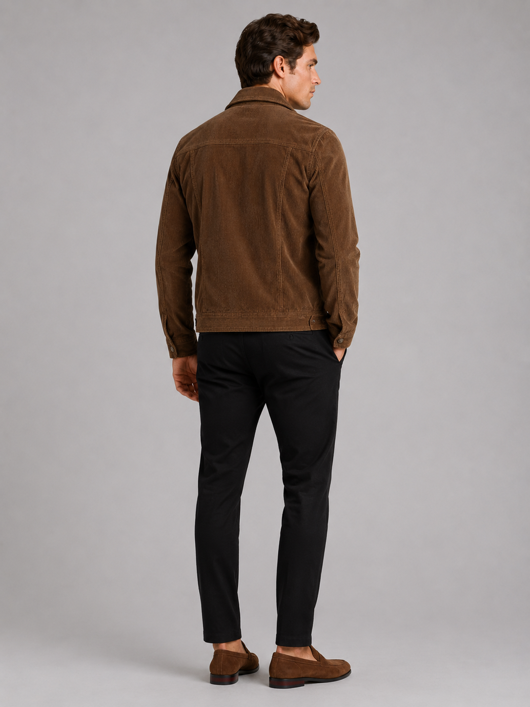 Men's corduroy jacket – Brown back view – Edward & Lawsen