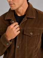 Men's corduroy jacket – Brown detail view – Edward & Lawsen