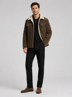 Men's padded corduroy jacket – Brown full view – Edward & Lawsen